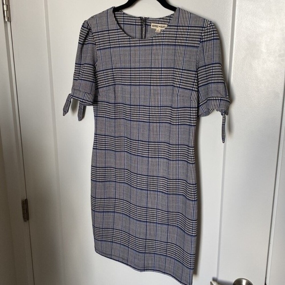 NWT WOMENS DRESS BY INSPIRED HEARTS BLUE BLACK & WHITE PLAID SIZE LARGE - Picture 5 of 14